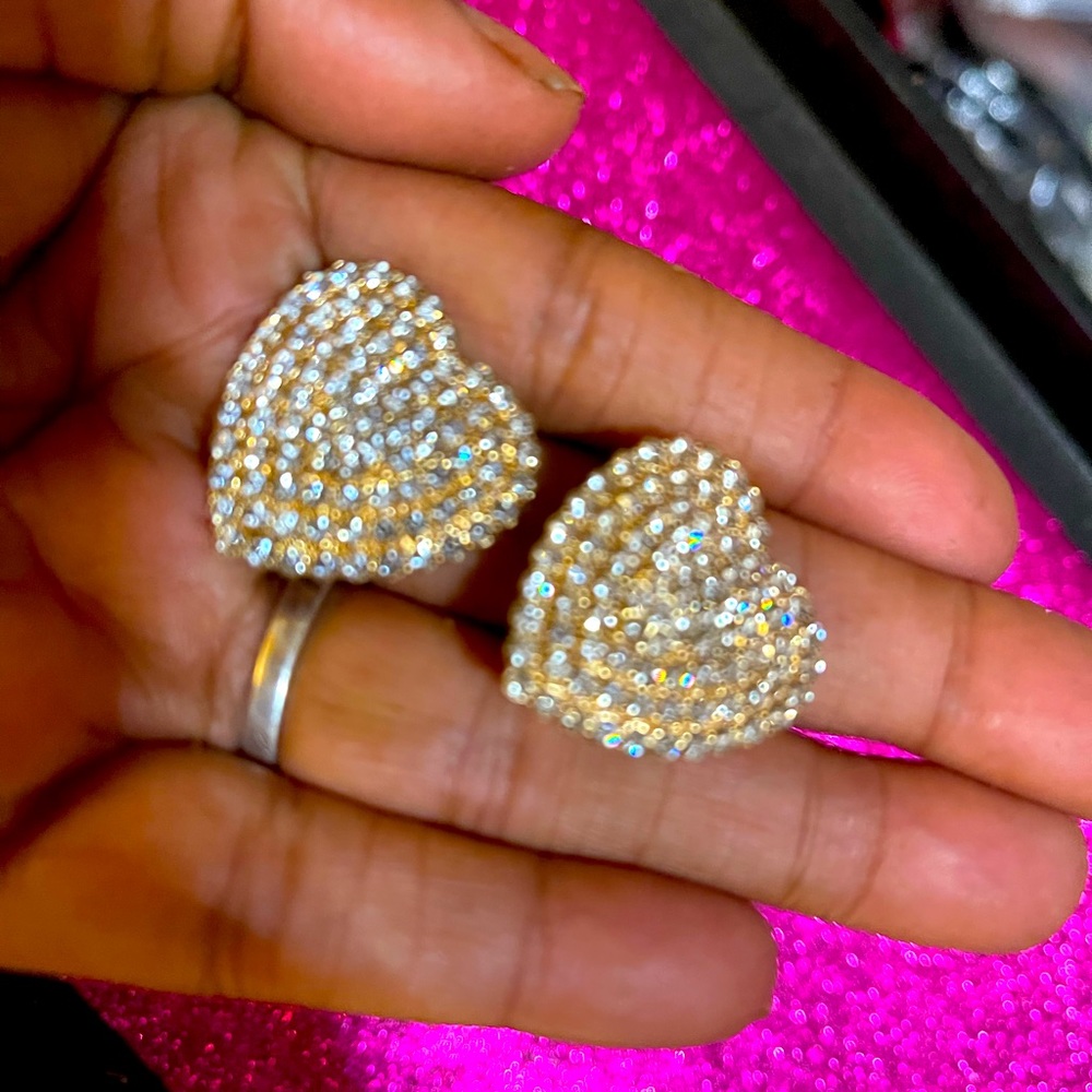PASTEL diamond heart clip on earrings